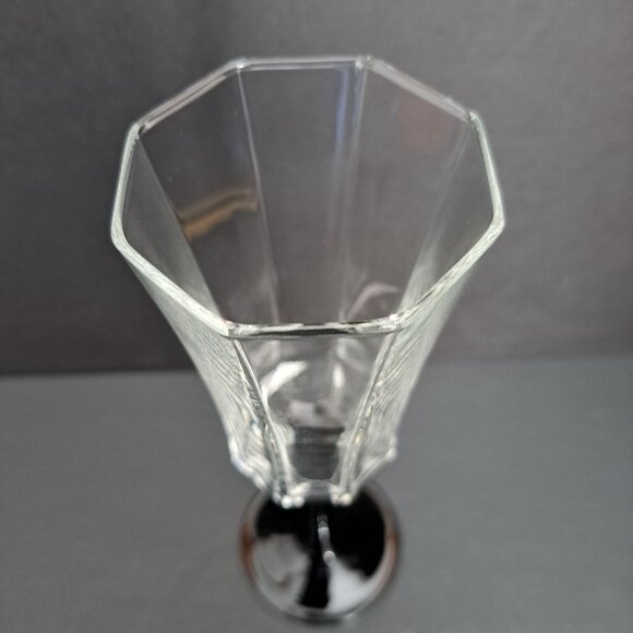 Luminarc Octime Champagne Flute 8.75" Onyx Black Stem Faceted Crystal France - Picture 4 of 9